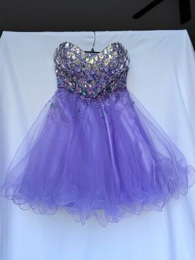 Clarisse Lavender Purple Sequin Tulle Formal Party Dress